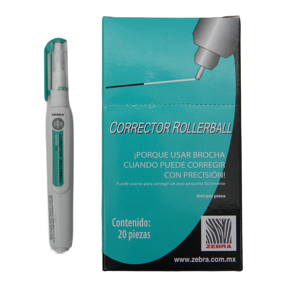 Pluma Correctora 8 ml C/ 20 pzs Zebra