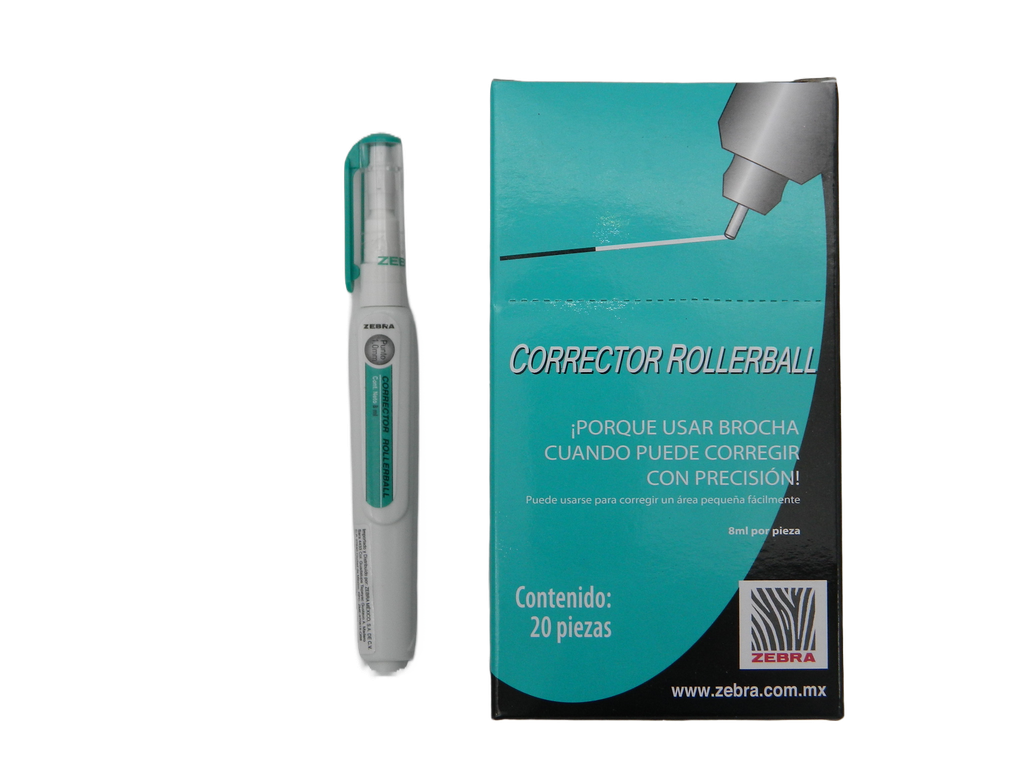 Pluma Correctora 8 ml C/ 20 pzs Zebra