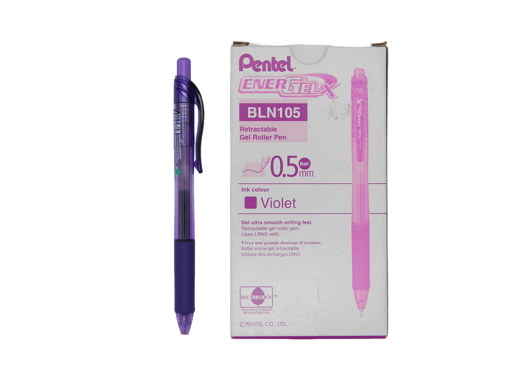 Pluma Energel 0.5 mm P/ Fino Retractil Violeta C/ 12 pzs BLN105 Pentel