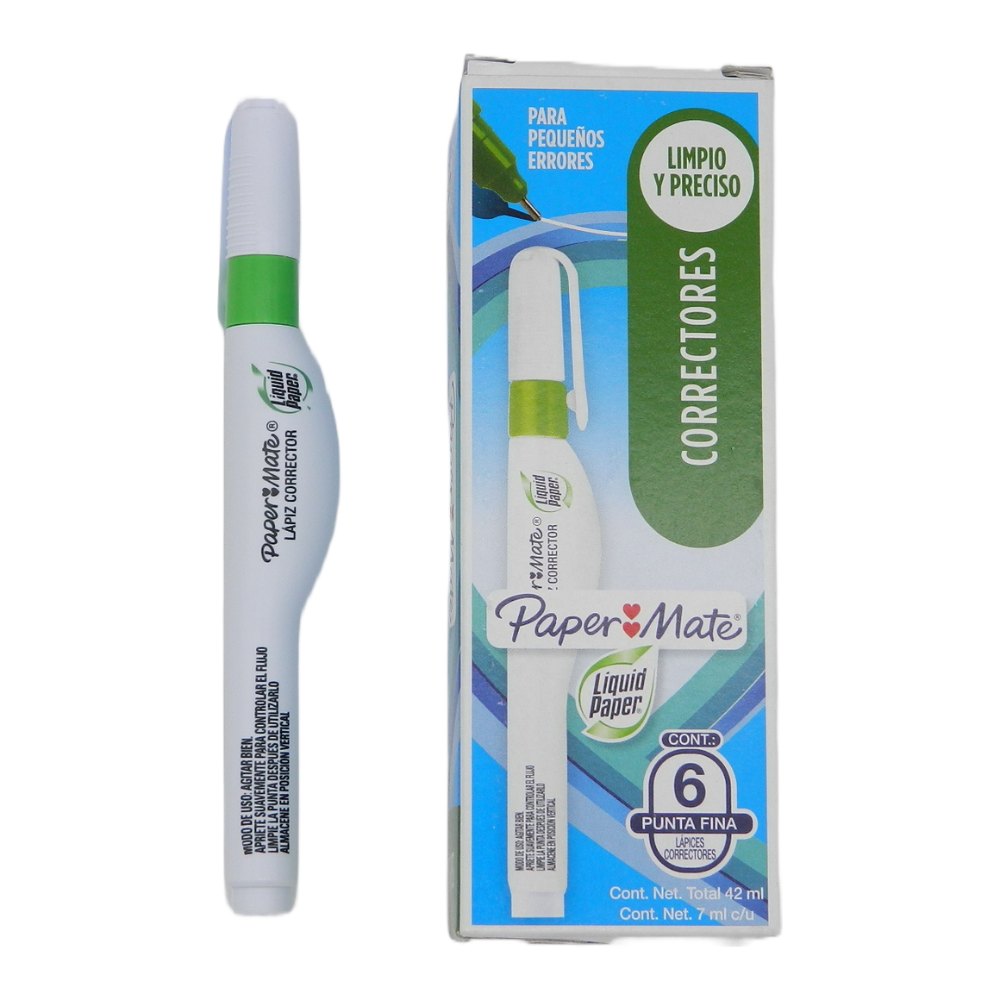 Pluma Correctora 7 ml Liquid Paper C/ 6 pzs Newell