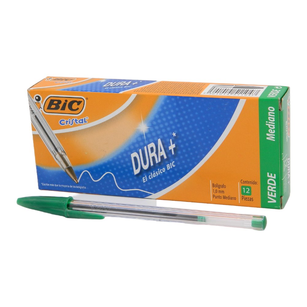Pluma 1.0 mm P/ Mediano Verde C/ 12 pzs Bic