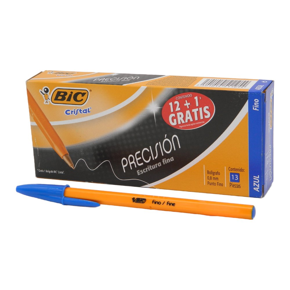 Pluma Bic 0.8 mm P/ Fino Azul C/ 12 pzs Bic