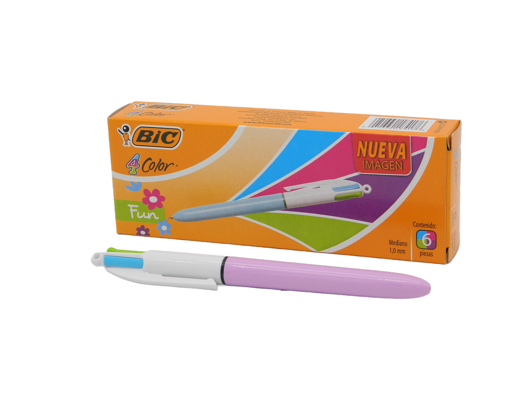 Pluma Bic 1.0 mm P/ Mediano 4 Colores Fashion C/ 6 pzs Bic