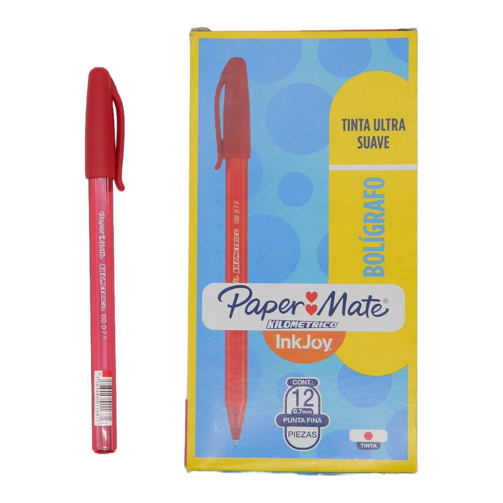 Pluma Kilometrico 0.7 mm P/ Fino Rojo C/ 12 pzs Newell