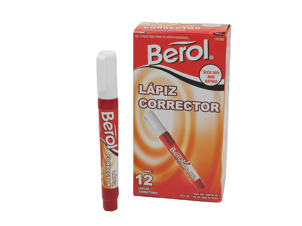 Pluma Correctora 7 ml C/ 12 pzs Berol Newell