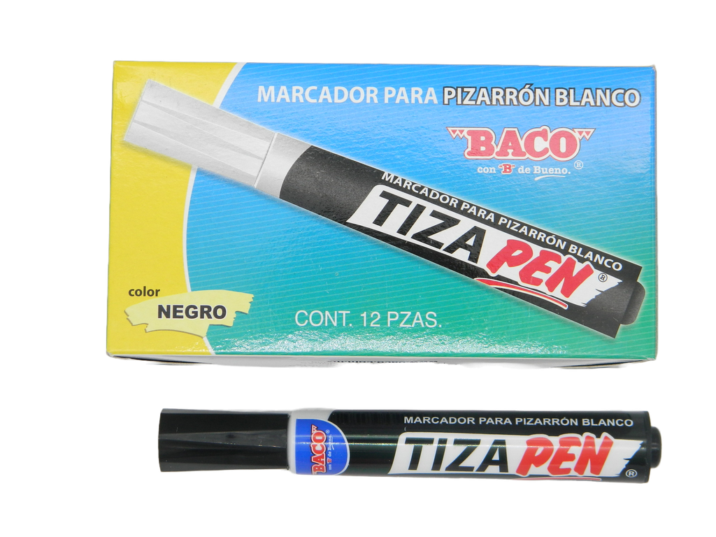 Marcador P/ Pizarron Tizapen Negro C/ 12 pzs Baco