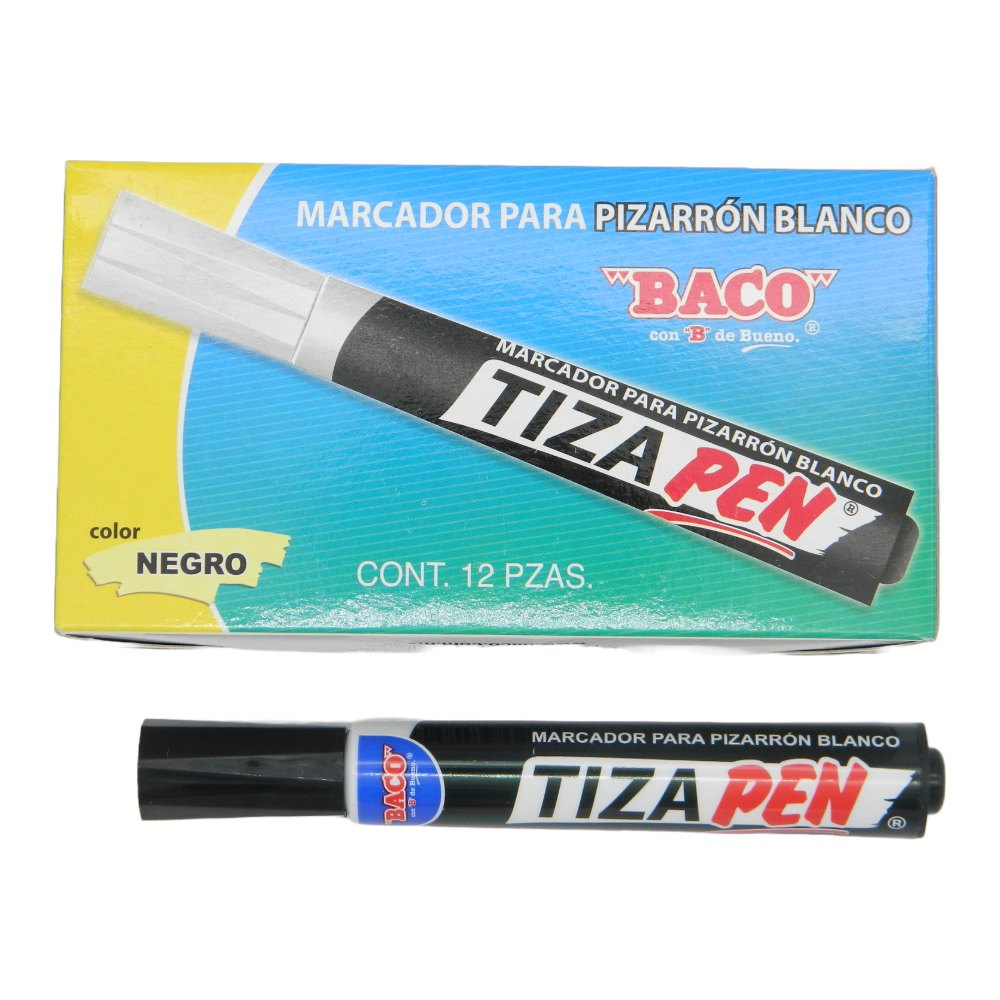 Marcador P/ Pizarron Tizapen Negro C/ 12 pzs Baco