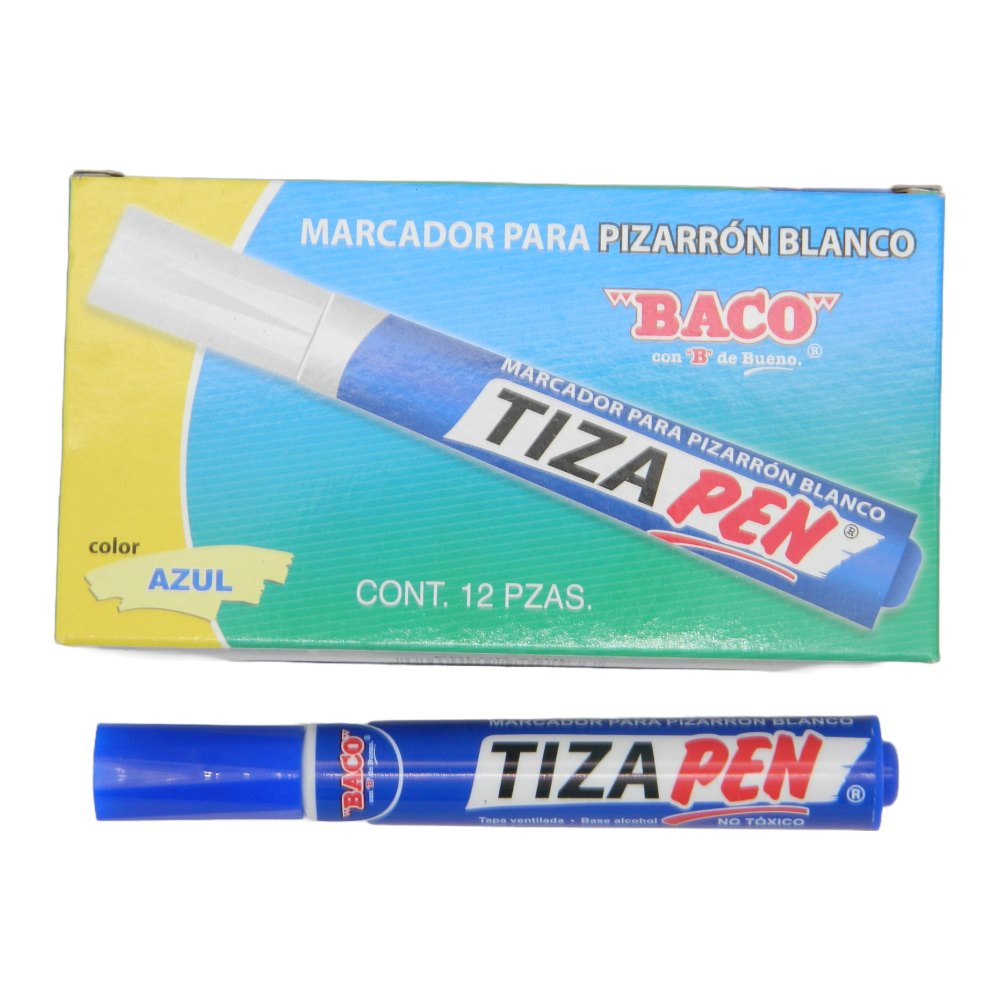 Marcador P/ Pizarron Tizapen Azul C/ 12 pzs Baco