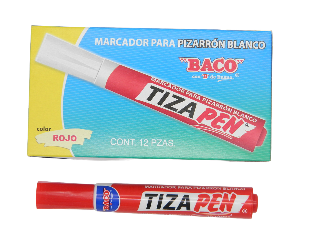 Marcador P/ Pizarron Tizapen Rojo C/ 12 pzs Baco