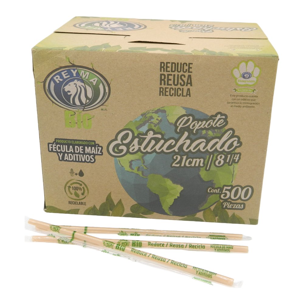 Popote Biodegradable 21 cm C/ 500 pzs Reyma