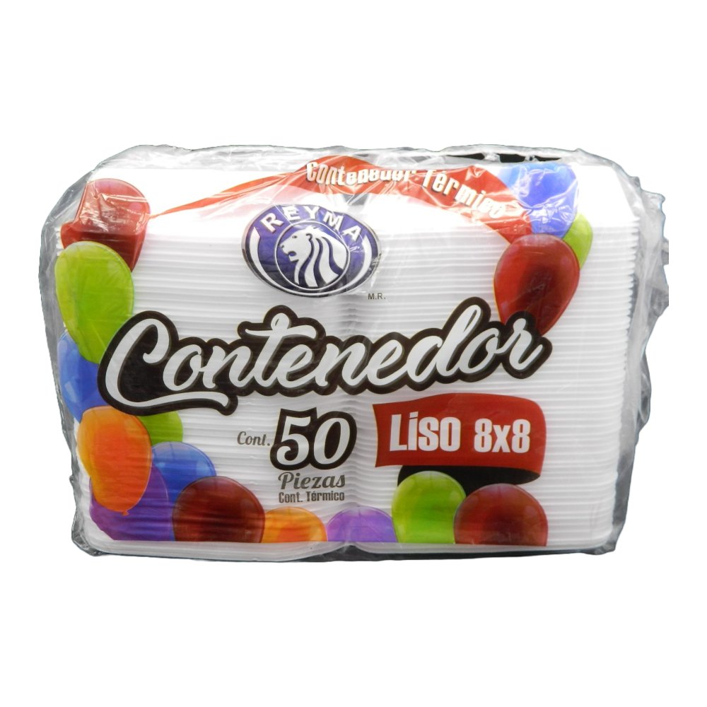 Contenedor Liso 8 x 8 C/ 50 pzs C/ 4 pqts Reyma