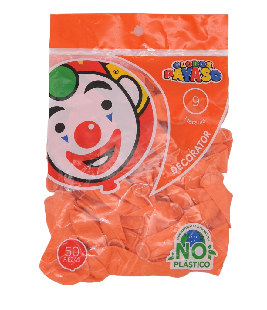 Globos Naranjas #9 C/ 50 pzs Payaso