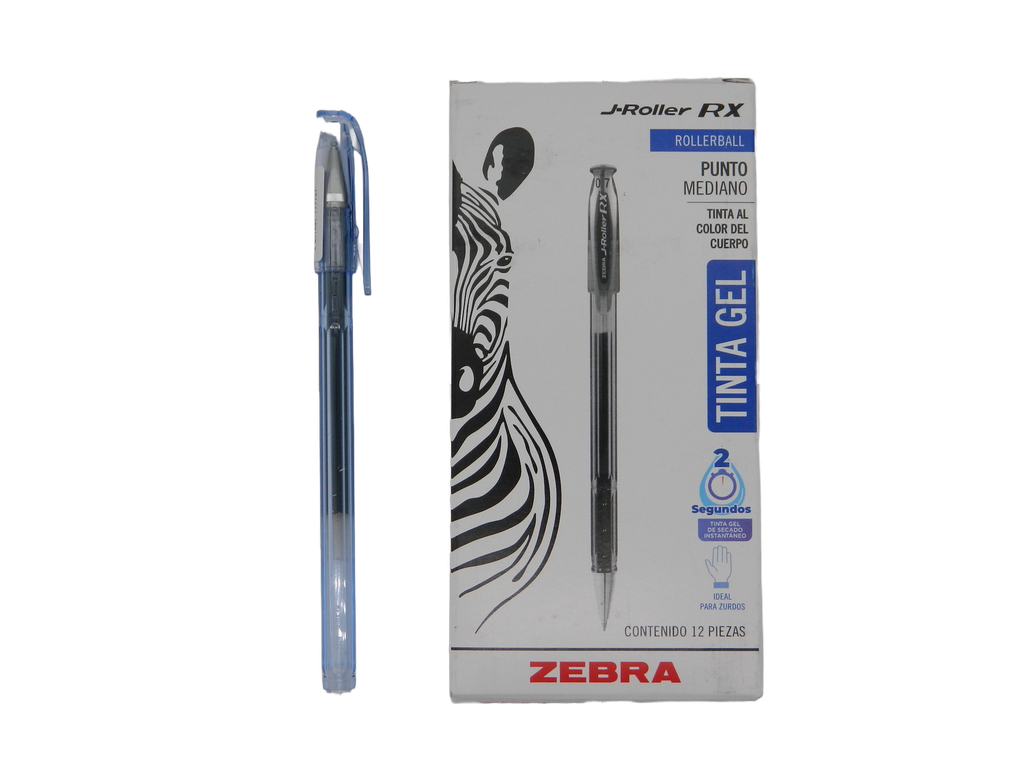 Pluma J Roller Gel  0.7 mm P/ Mediano Azul C/ 12 pzs Zebra