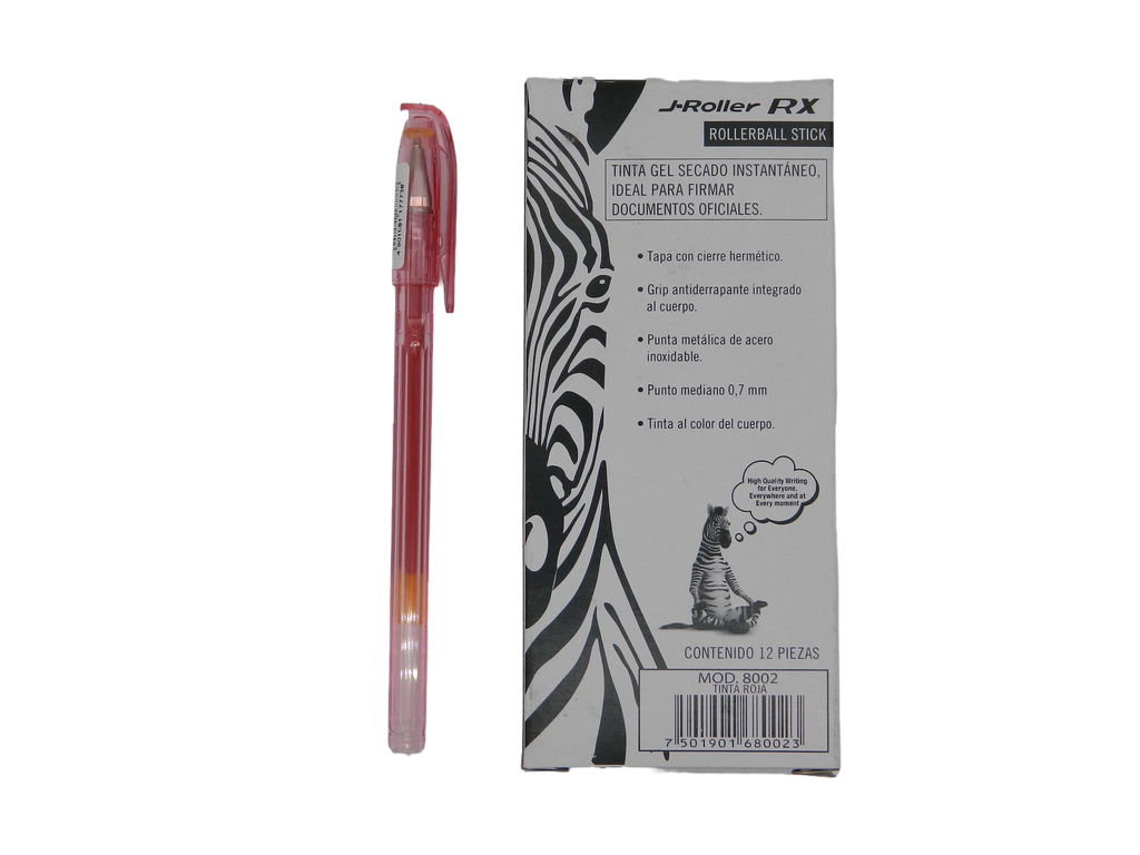 Pluma J Roller Gel  0.7 mm P/ Mediano Rojo C/ 12 pzs Zebra