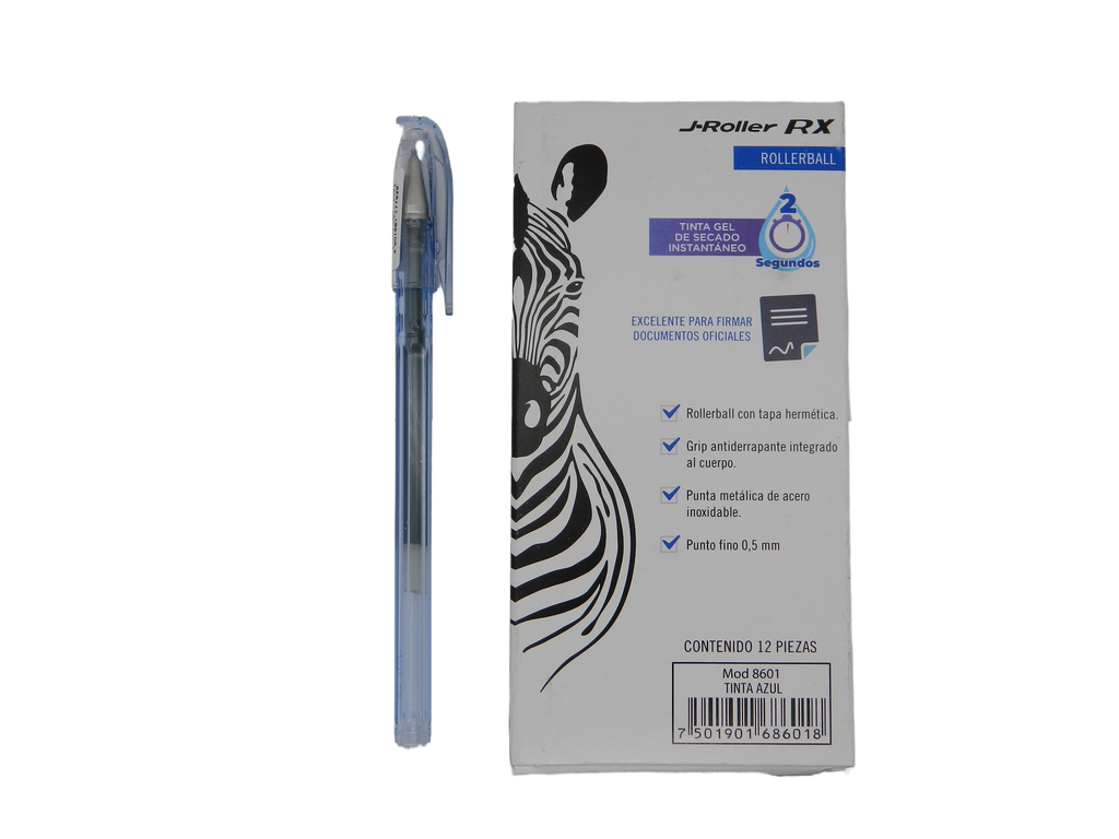 Pluma J Roller Gel  0.5 mm P/ Fino Azul C/ 12 pzs Zebra