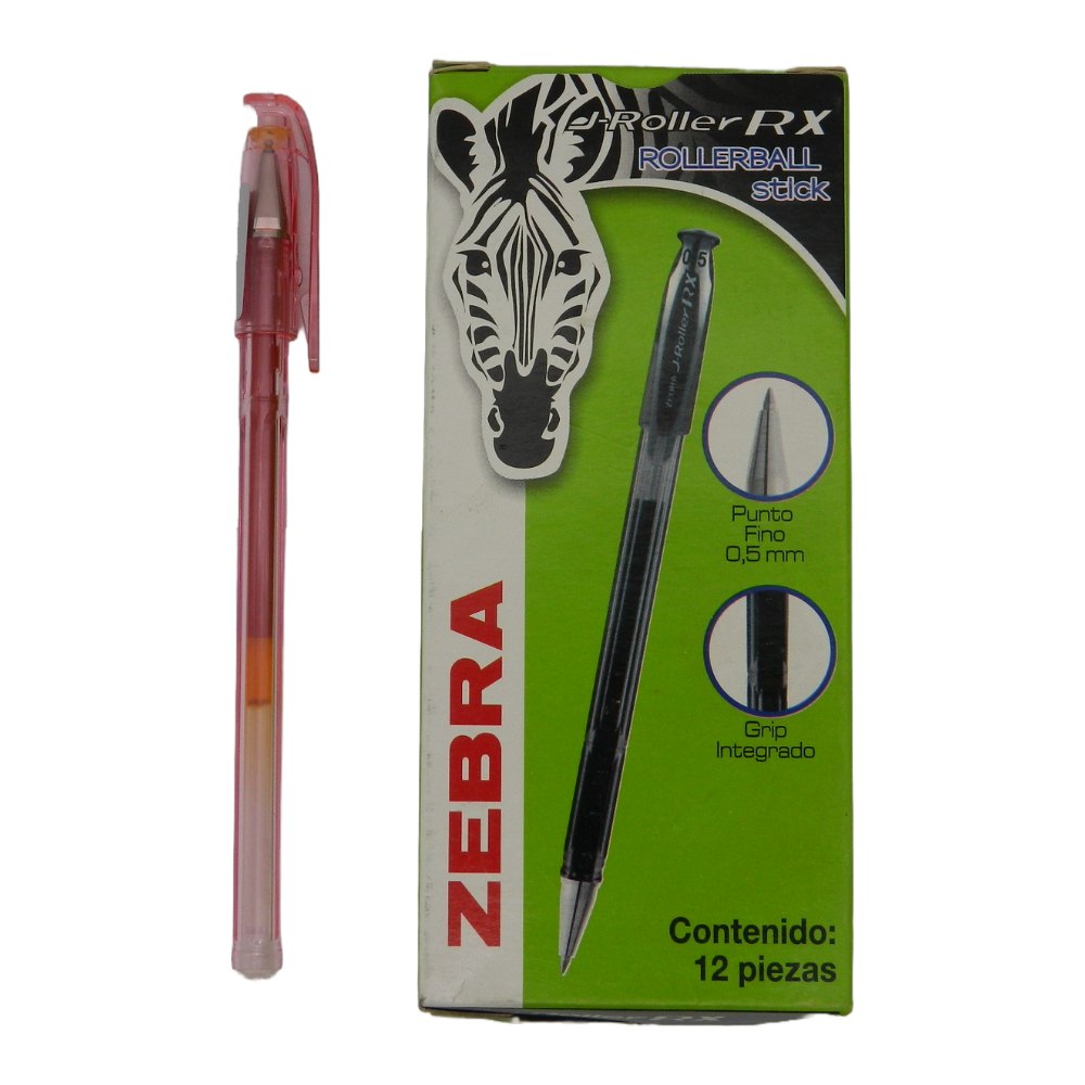 Pluma J Roller Gel  0.5 mm P/ Fino Rojo C/ 12 pzs Zebra