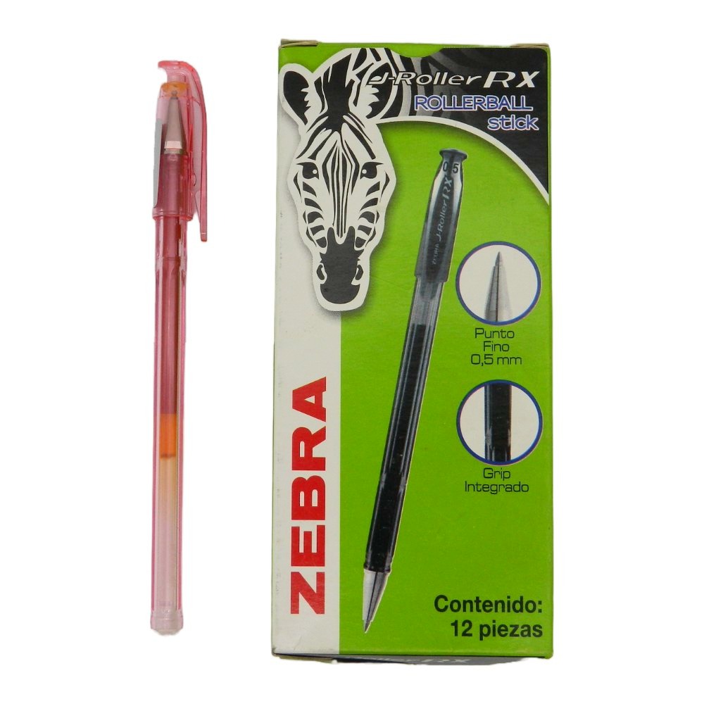 Pluma J Roller Gel  0.5 mm P/ Fino Rojo C/ 12 pzs Zebra
