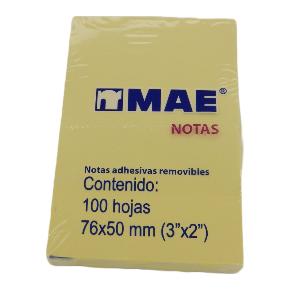Notas Adhesivas 2 x 3 Amarillo C/ 100 pzs Mae