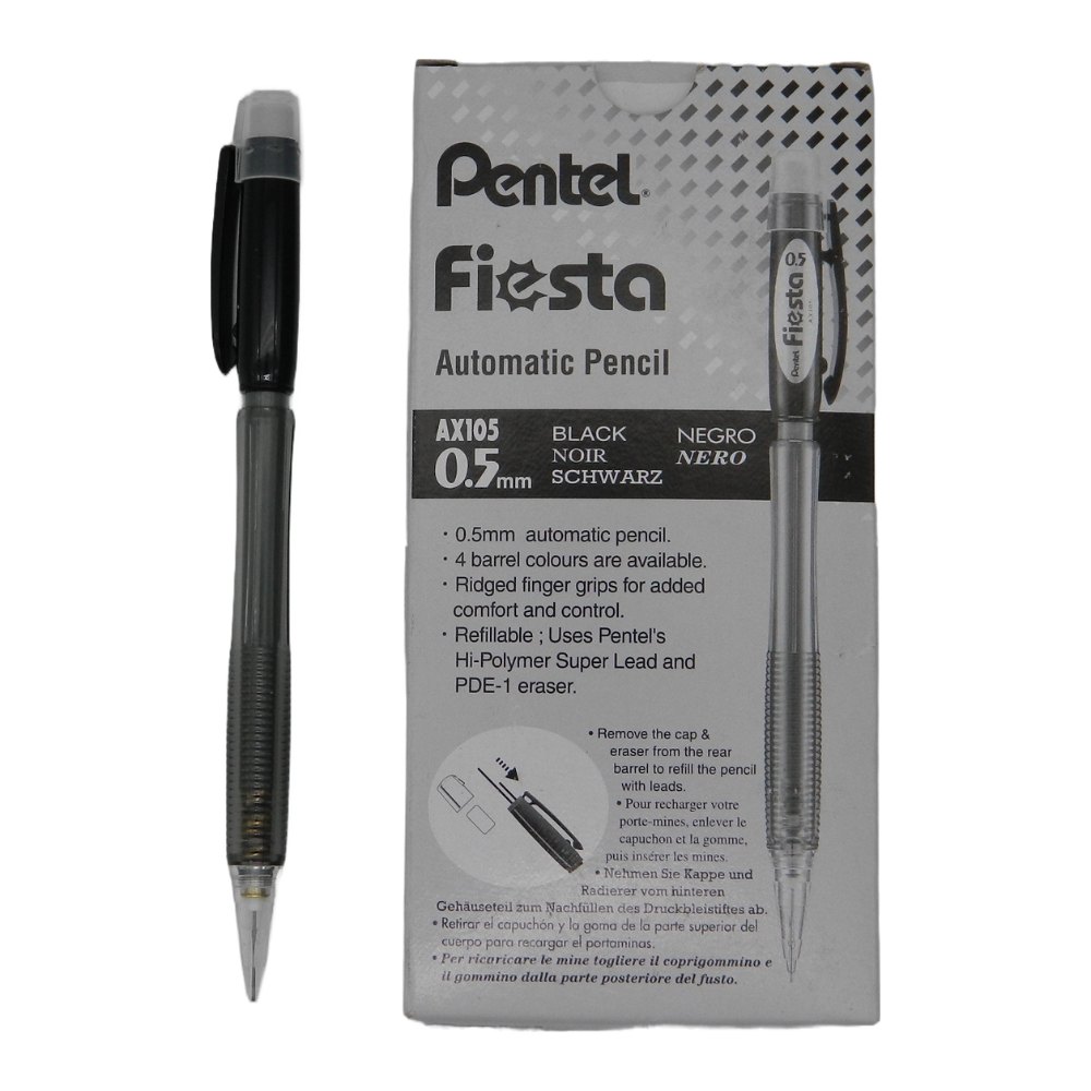 Lapicero Fiesta 0.5 mm Negro C/ 12 pzs Pentel