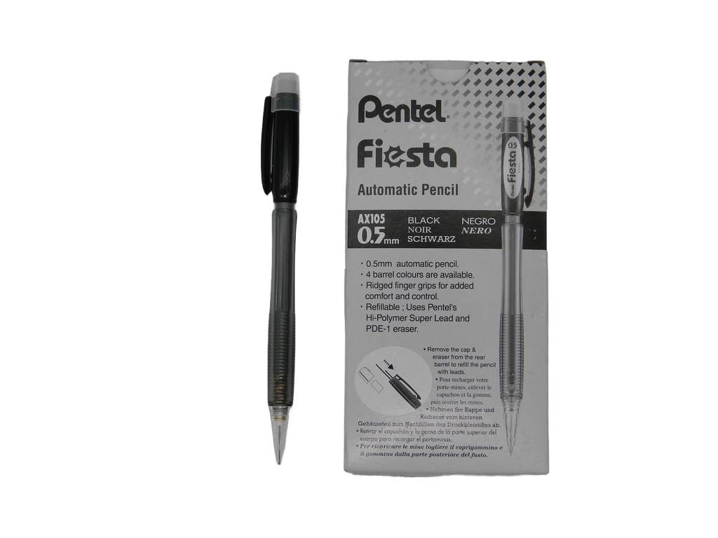 Lapicero Fiesta 0.5 mm Negro C/ 12 pzs Pentel