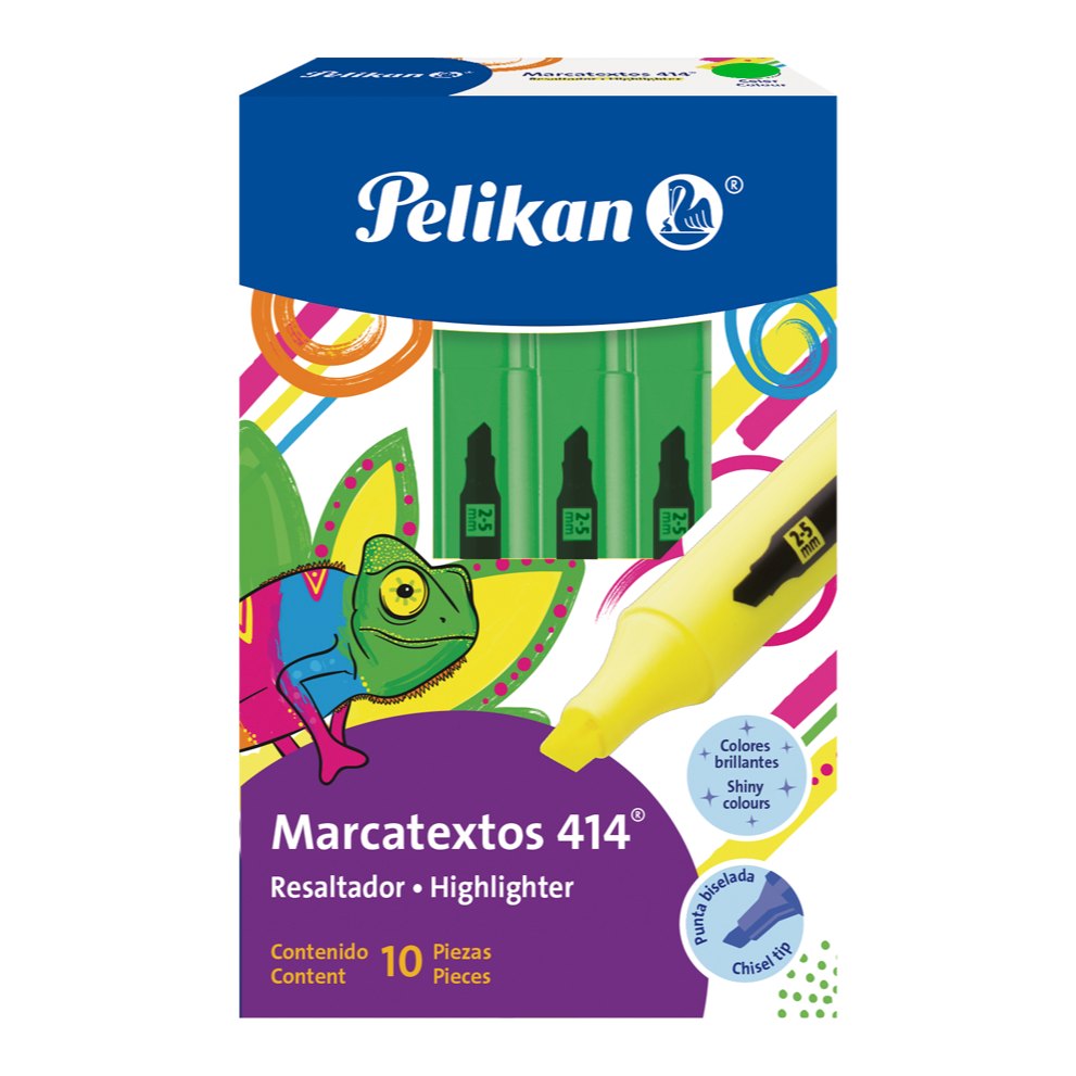 Marcatexto 414 Verde C/ 10 pzs Pelikan