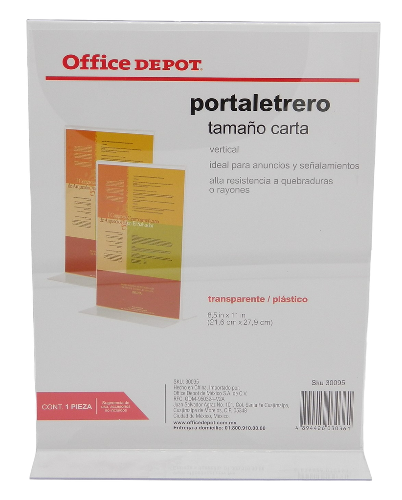 Portaletrero Vertical Acrilico T/ Carta Office Depot