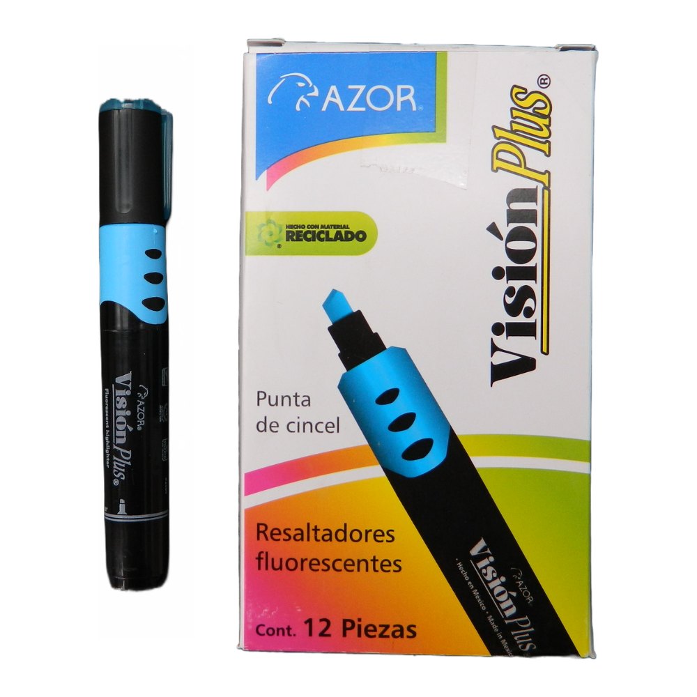 Marcatexto Vision Plus Azul C/ 12 pzs Azor