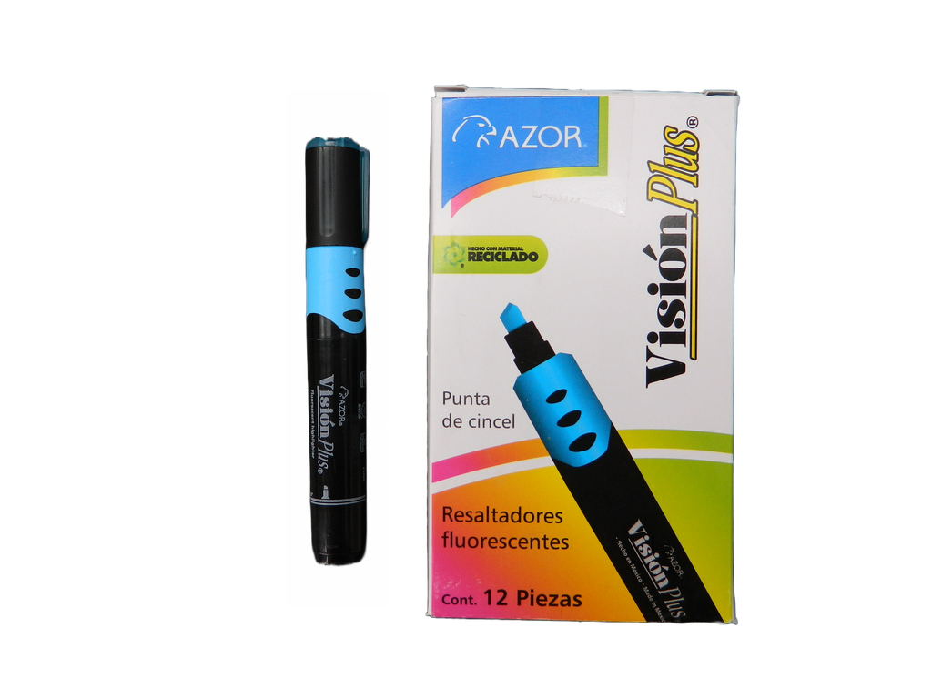 Marcatexto Vision Plus Azul C/ 12 pzs Azor