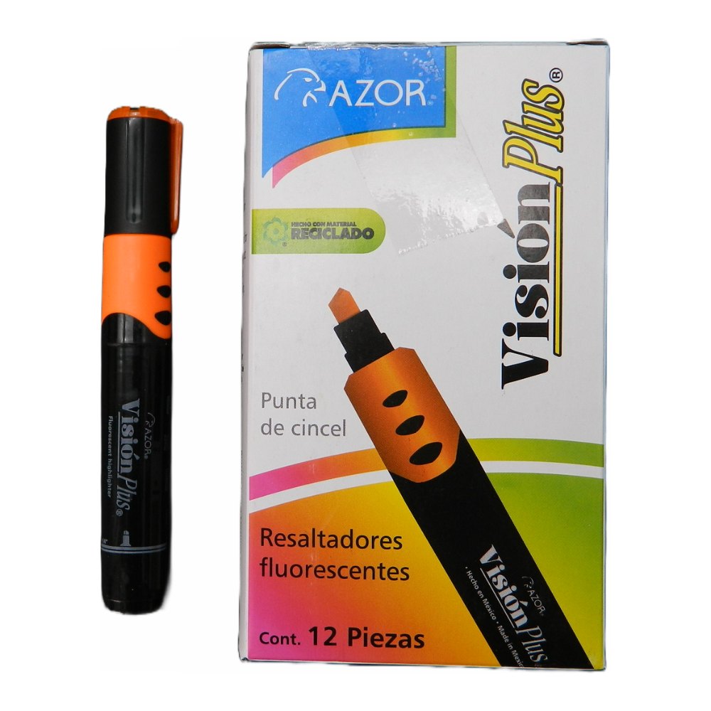 Marcatexto Vision Plus Naranja C/ 12 pzs Azor