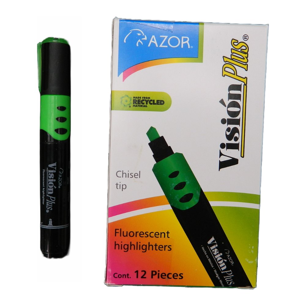 Marcatexto Vision Plus Verde C/ 12 pzs Azor