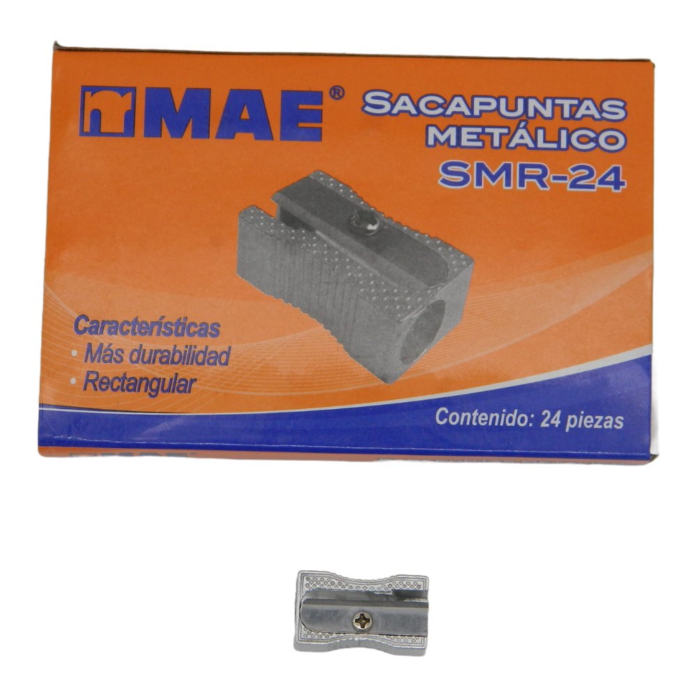 Sacapuntas Metalico Rectangular C/ 24 pzs Mae