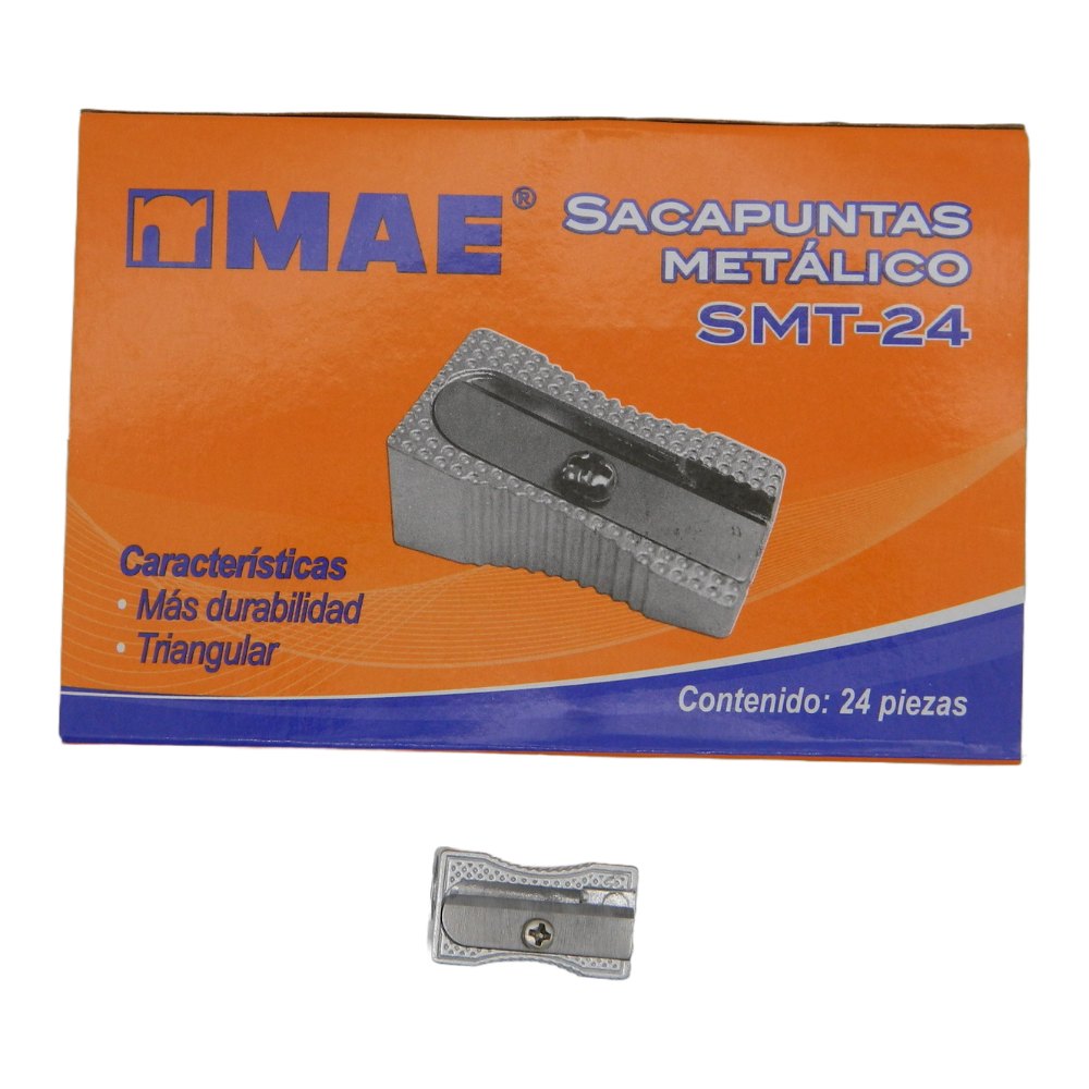 Sacapuntas Metalico Triangular C/ 24 pzs Mae