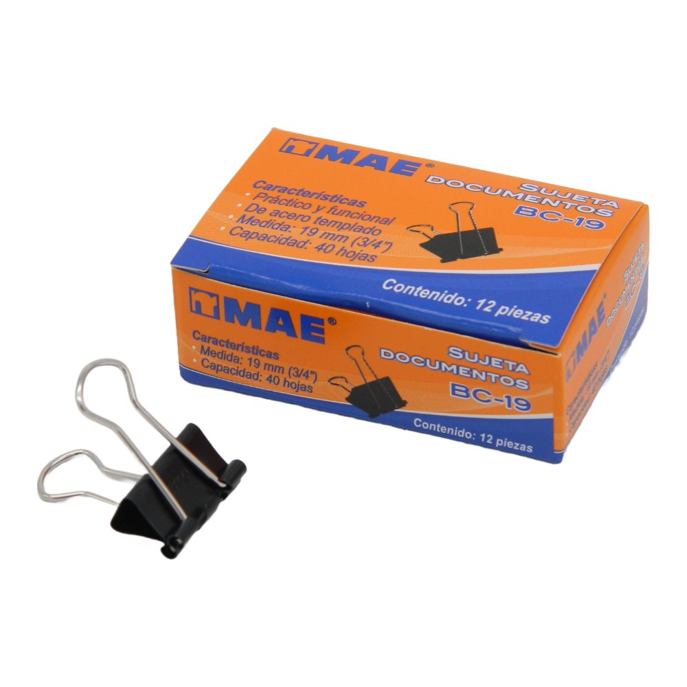 Binder Clip 19 mm 3/4" C/ 12 pzs Mae