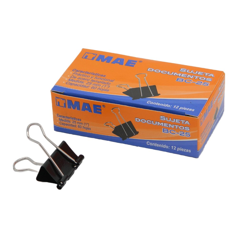 Binder Clip 25 mm 1" C/ 12 pzs Mae