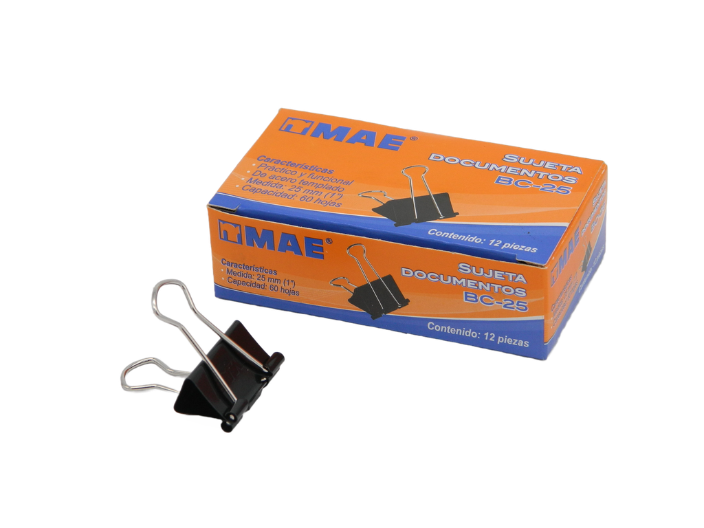 Binder Clip 25 mm 1" C/ 12 pzs Mae