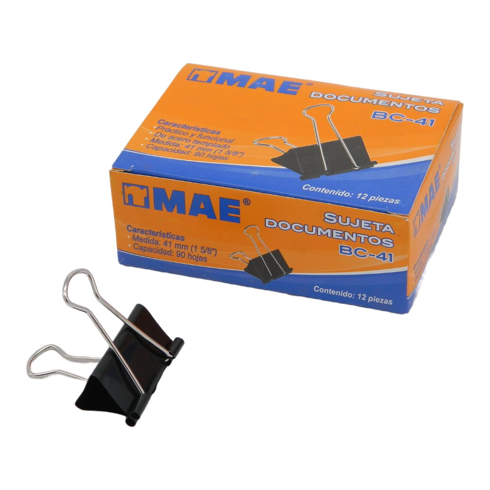 Binder Clip 41 mm 1 5/8" C/ 12 pzs Mae