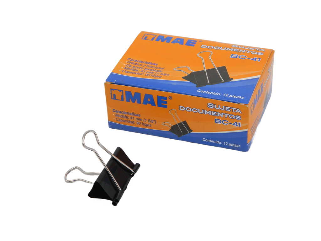 Binder Clip 41 mm 1 5/8" C/ 12 pzs Mae