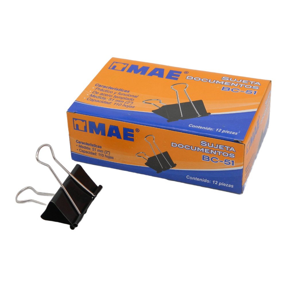 Binder Clip 51 mm 2" C/ 12 pzs Mae
