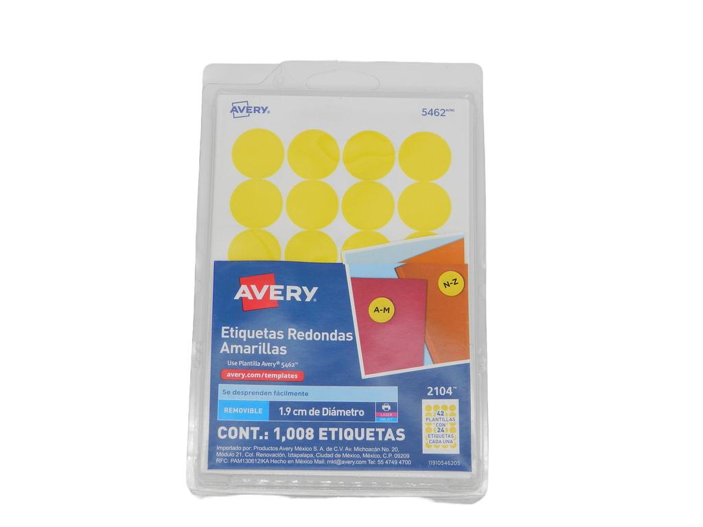 Etiqueta Redonda 3/4 Amarilla C/ 1,008 etiquetas Avery