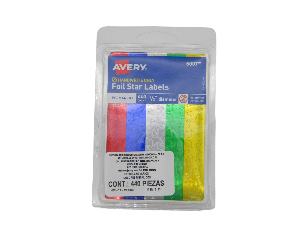 Estrellas de Colores 1/2" C/ 440 pzs Avery