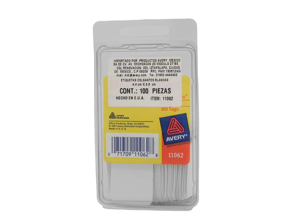 Etiqueta Colgante Blanca 4.45 x 2.78 cms C/ 100 pzs Avery