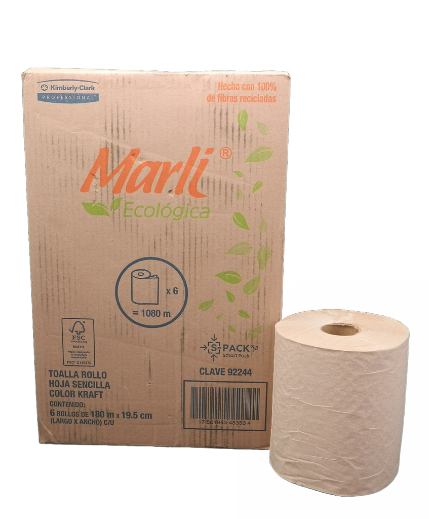 Toalla Rollo Marli Kraft 180 mts C/ 6 pzs 92244 Kimberly