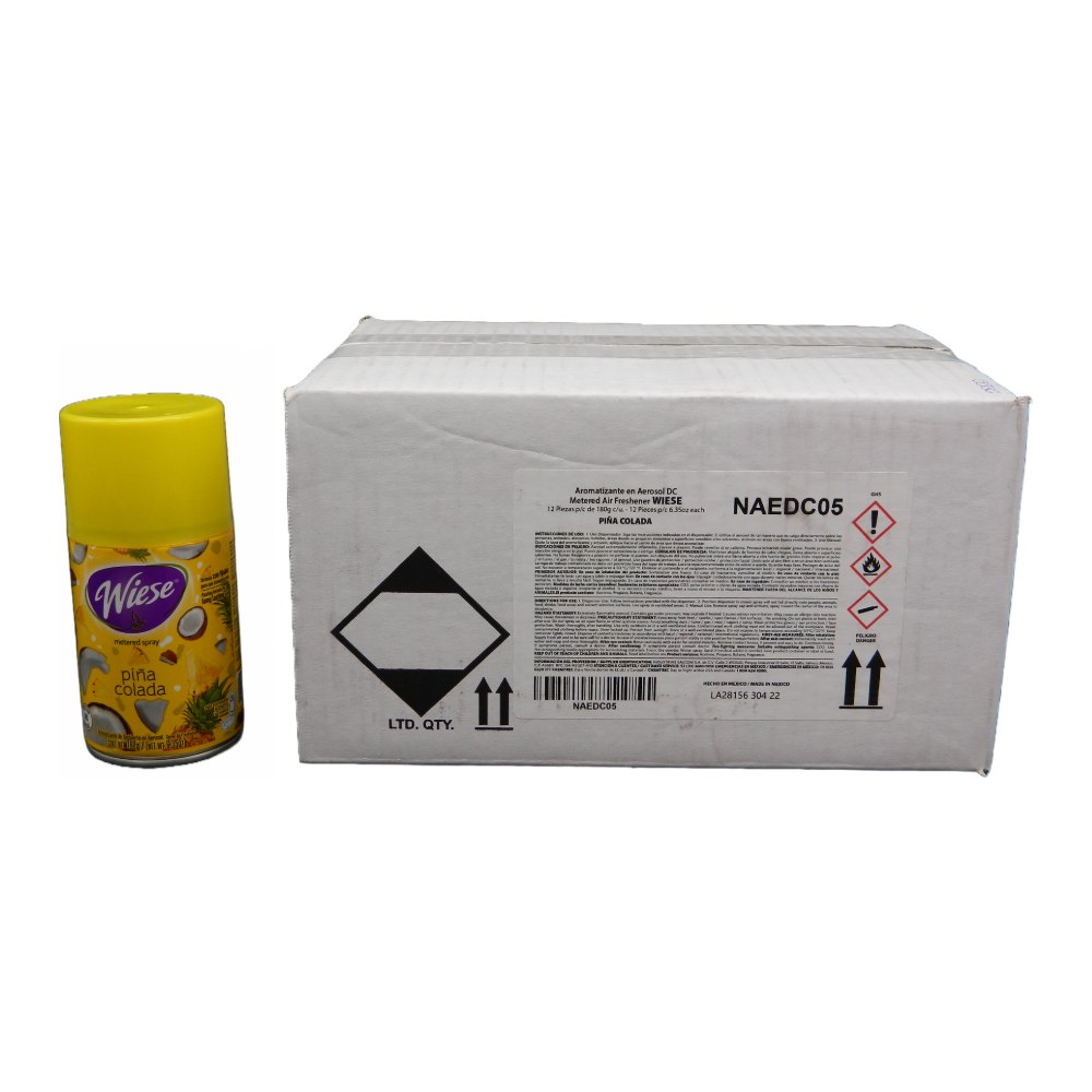 Repuesto Aromatizante Aerosol 180 grs Piña Colada C/ 12 pzs Wiese