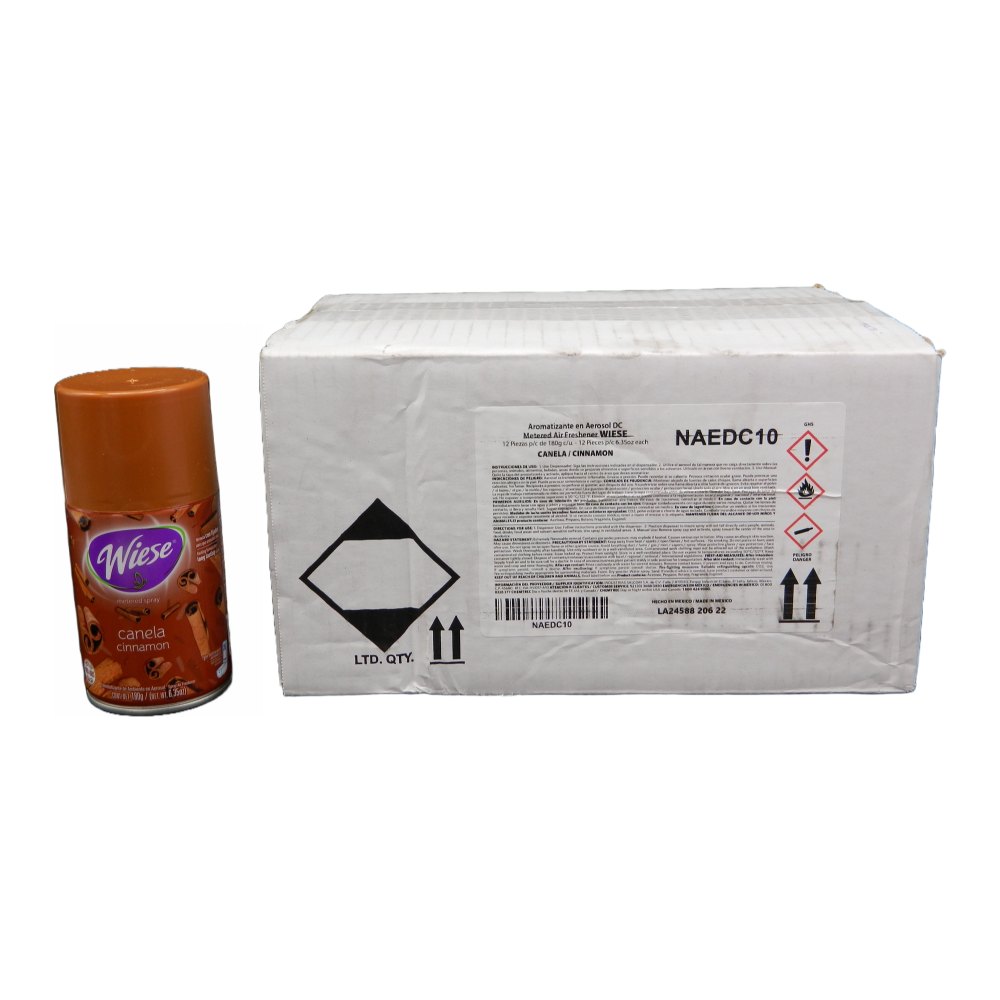 Repuesto Aromatizante Aerosol 180 grs Canela C/ 12 pzs Wiese