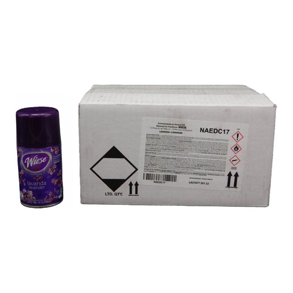 Repuesto Aromatizante Aerosol 180 grs Lavanda C/ 12 pzs Wiese