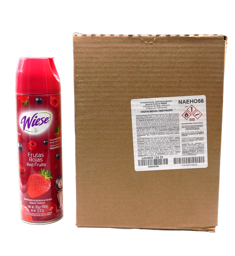 Aromatizante Aerosol 400 ml Frutas Rojas C/ 12 pzs  Wiese