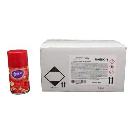 [001526] Repuesto Aromatizante Aerosol 180 grs Manzana Canela C/ 12 pzs Wiese