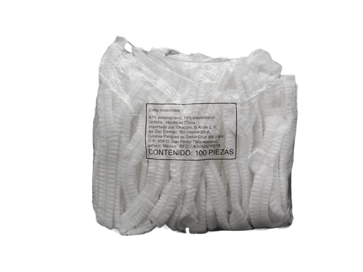 [002250] Cofia Gorro Plisado Blanco C/ 100 pzs Oval