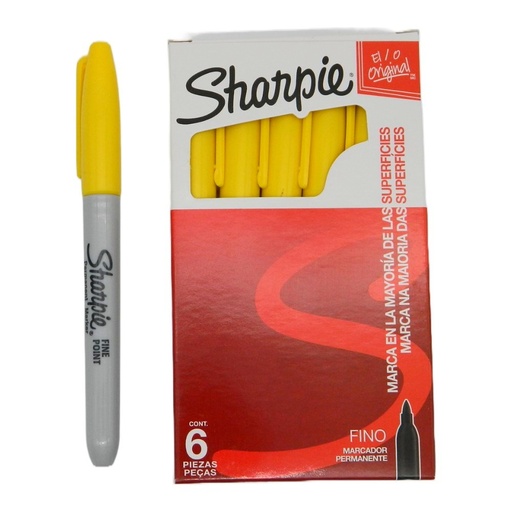 [002297] Marcador Sharpie P/ Fino Amarillo C/ 6 pzs Newell