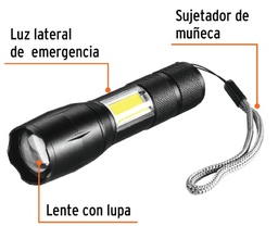 [002494] Linterna Recargable Aluminio C/ Luz Emergencia 100371 Truper